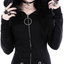 Women Punk Gothic Hoodie Long Sleeve Ring Front Eyelt Zip-up Sweatshirt Jacket Coat
