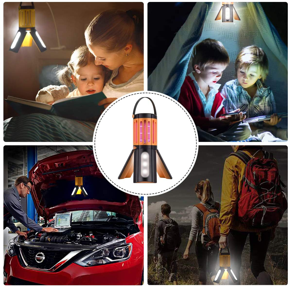 LED Camping Lantern Bug Zapper 2 in 1,Tripod Tent Light with Hook Portable Indoor Outdoor Mosquito Killer Fly Zappers Waterproof Compact UV Insect Trap Lamp