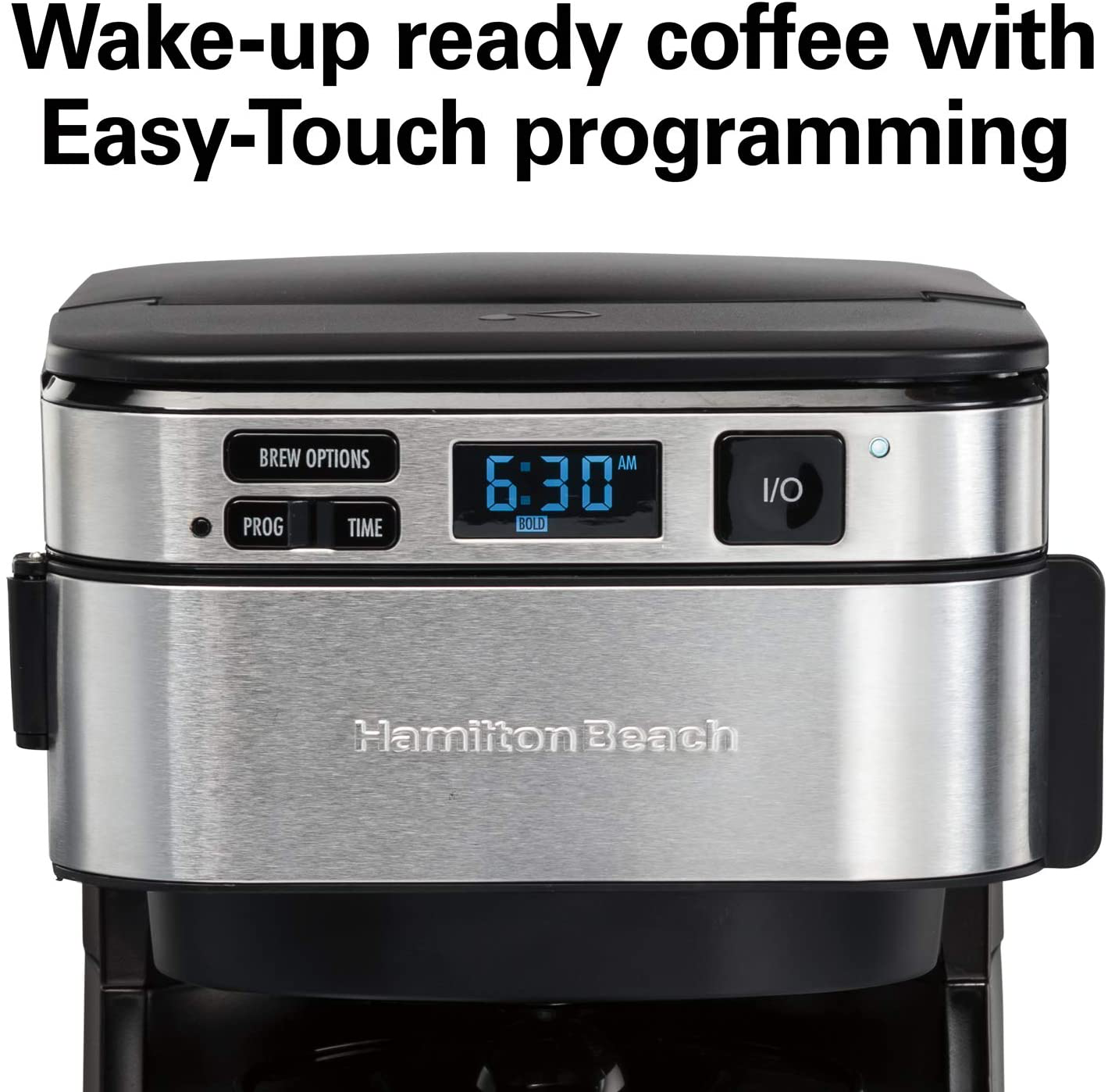 Hamilton Beach Programmable Coffee Maker, 12 Cups, Front Access Easy Fill, Pause & Serve, 3 Brewing Options, Black (46310)