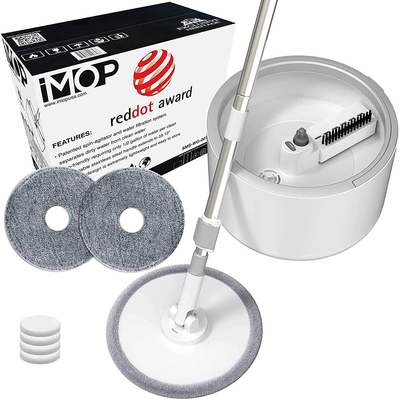 VENETIO iMOP Microfiber Spin Mop with Patented Bucket Water Filtration – Self Wringing Wet Dry All-in-One Flat Mop with Extra Refills – Safe on All Floor Types Hardwood, Marble, Tile, Vinyl, Laminate