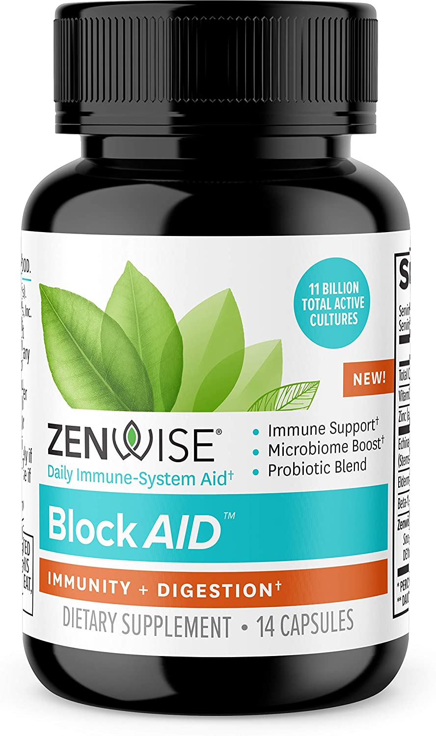 Immune and Probiotics Digestive Support - Zinc, Vitamin C, and Elderberry Immunity Booster, plus 11 Billion CFU Probiotics for Super Digestive Aid - Supplement for Men and Women - 14 Count