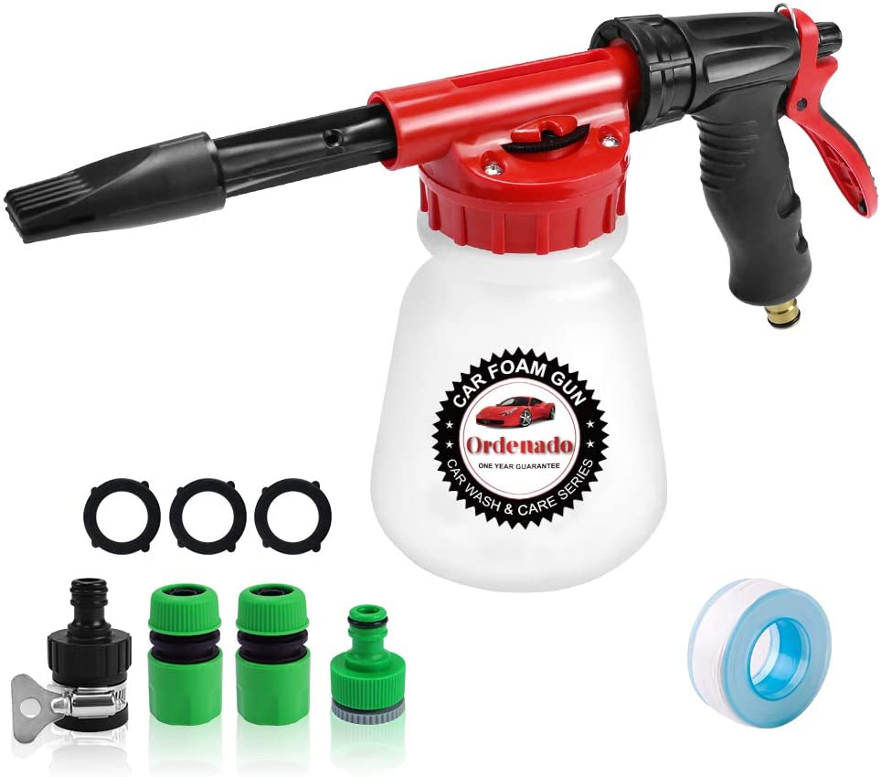 Car Wash Foam Gun, Adjustable Hose Wash Sprayer & Ratio Dial/Snow Foam Blaster with Thick Suds -Foam Cannon for Car Home Cleaning and Garden Use with Quick Connector to Any Garden Hose
