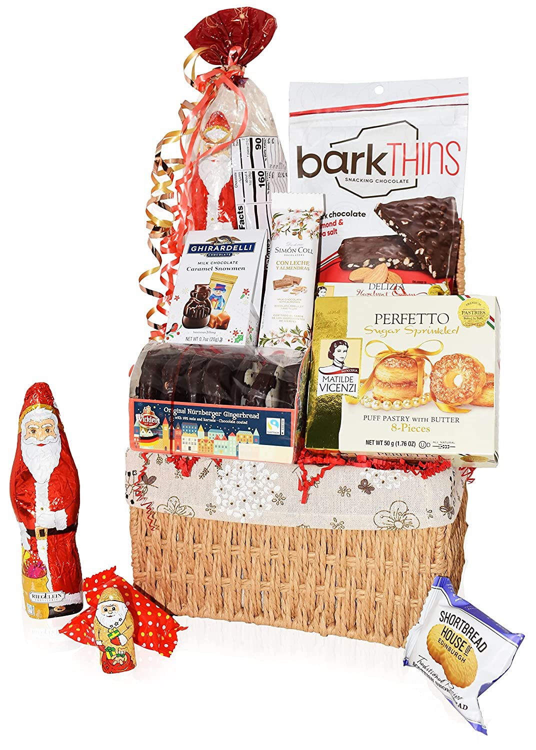 Christmas Baskets - Santa, Chocolate, Gourmet, Food, Holiday, Cookies, Candy Xmas Variety Gift for Family Friends Colleagues Office Men Women Corporate Her Him Kids Son Daughter Students Mom and Dad