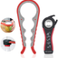 Jar Opener, 5 in 1 Multi Function Can Opener Bottle Opener Kit with Silicone Handle Easy to Use for Children, Elderly and Arthritis Sufferers (New red)