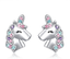 UNGENT THEM Silver Unicorn Stud Earrings for Little Girls Hypoallergenic CZ Unicorn Lovely Gifts for Daughter Birthday Party