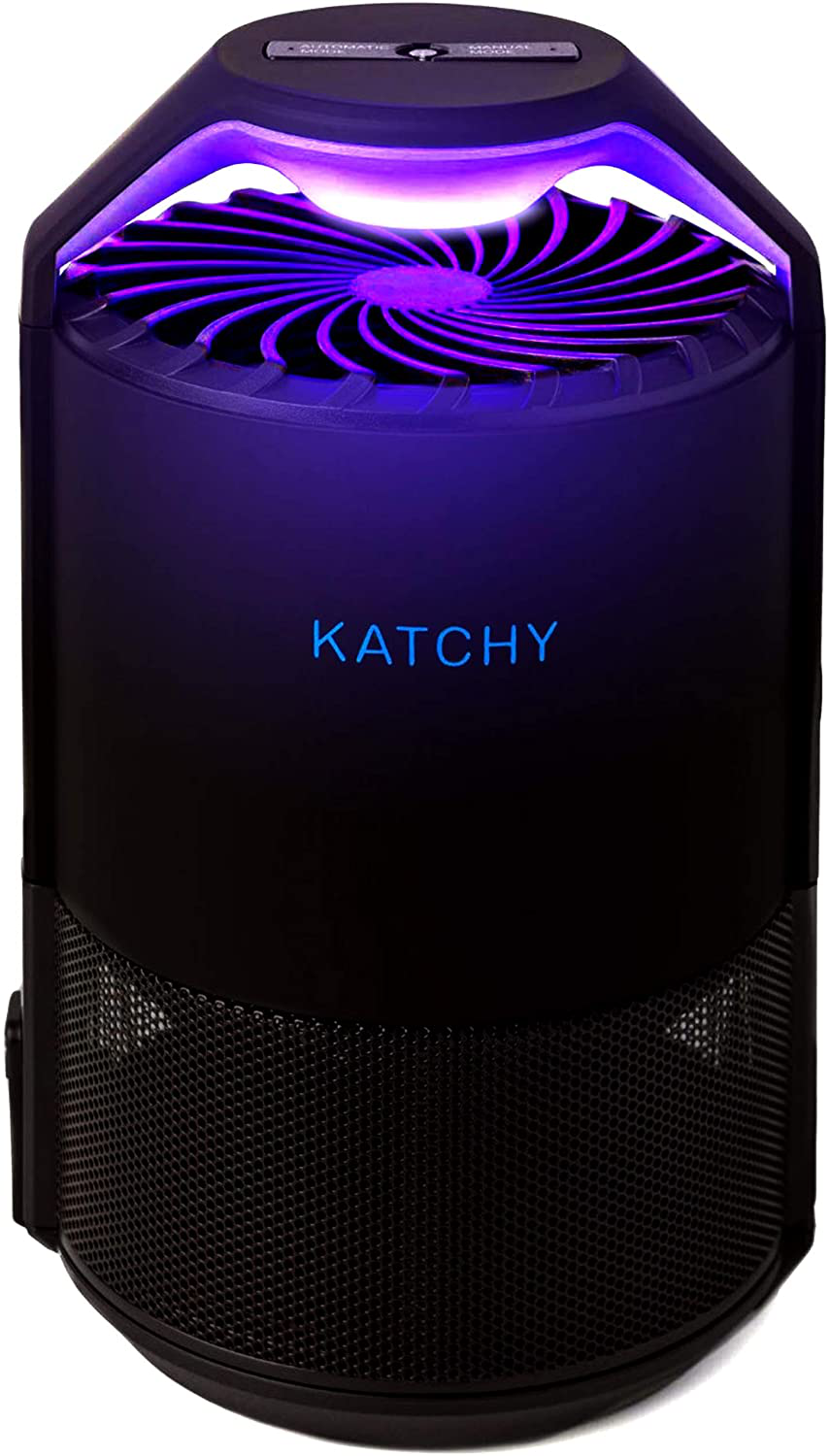 KATCHY Automatic Indoor Insect and Flying Bugs Trap, Fruit Fly Gnat Mosquito Killer with UV Light Fan, Sticky Glue Boards, No Zapper, Light Sensor (Black)