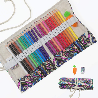Colored Pencils Set for Adults and Kids Drawing Pencils for Sketch Arts with Eraser Sharpener Canvas Carry Pouch (24-Color)