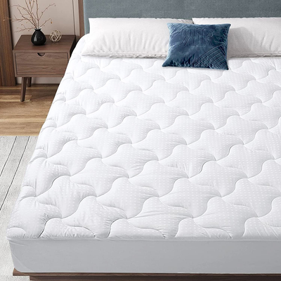 Full Size Mattress Pad Cotton Pillow Top Mattress Cover Quilted Fitted Mattress Protector Cooling Mattress Topper （8-21" Deep Pocket） White