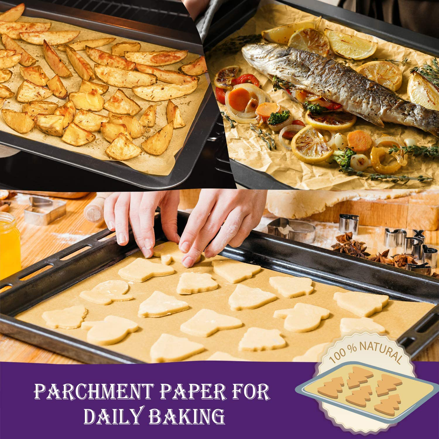 Hiware 200-Piece Parchment Paper Baking Sheets 12 X 16 Inch, Precut Non-Stick Parchment Sheets for Baking, Cooking, Grilling, Air Fryer and Steaming - Unbleached, Fit for Half Sheet Pans