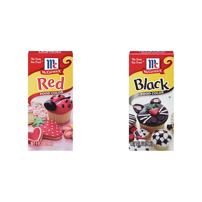 Mccormick Black Food Color, 1 Fl Oz with Mccormick Red Food Color, 1 Fl Oz
