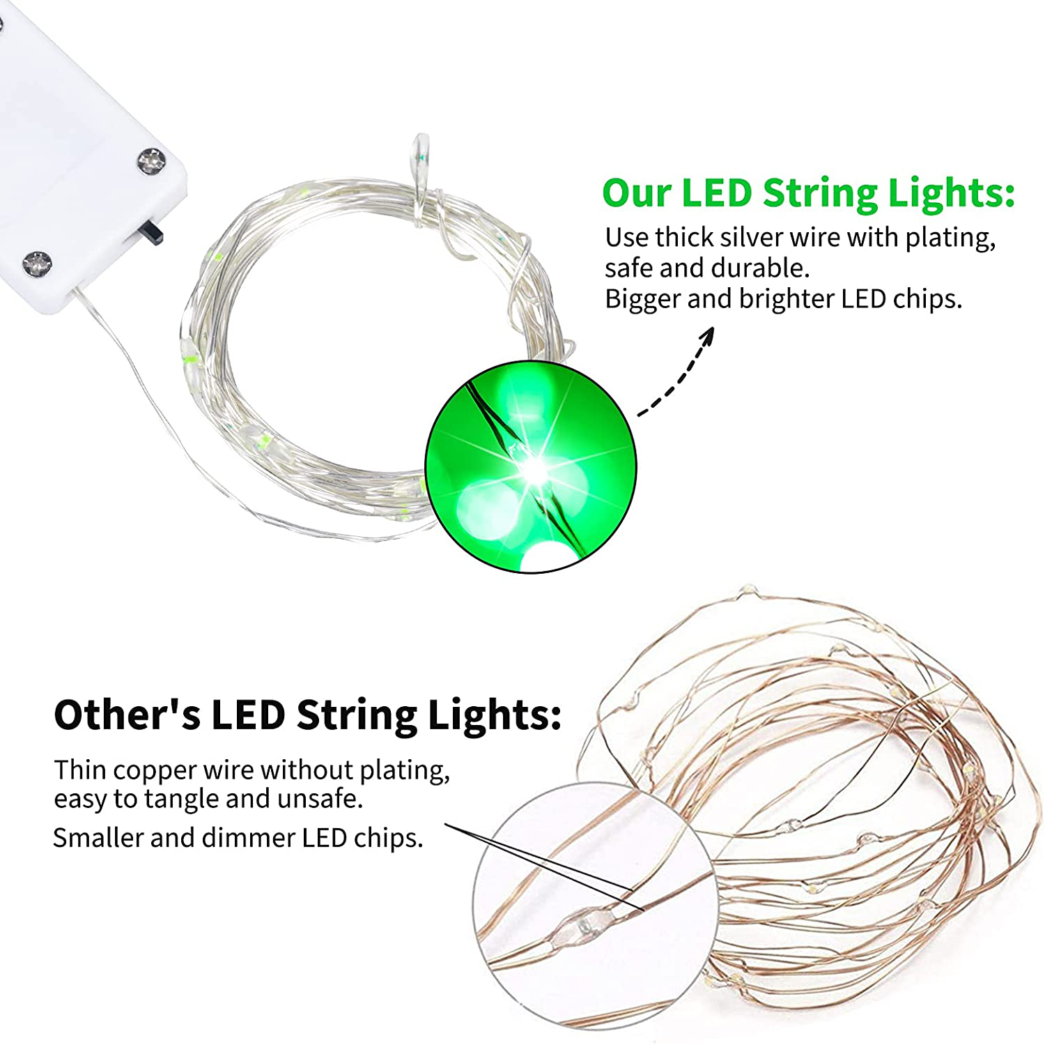 12 Pack Led Fairy Lights Battery Operated String Lights Waterproof Silver Wire 7 Feet 20 Led Firefly Starry Moon Lights for DIY Wedding Party Bedroom Patio Christmas (White)