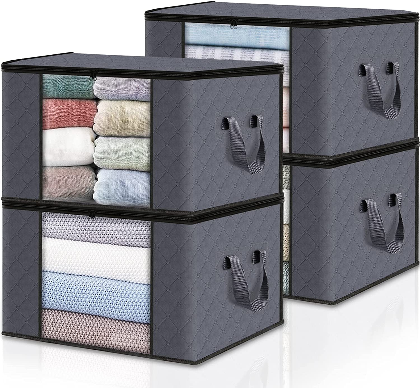 3-Pack Clothes Storage,Foldable Blanket Storage Bags,Storage Containers for Organizing, Clothing, Bedroom, Comforter, Closet, Dorm, Sweater, Quilts, Organizer