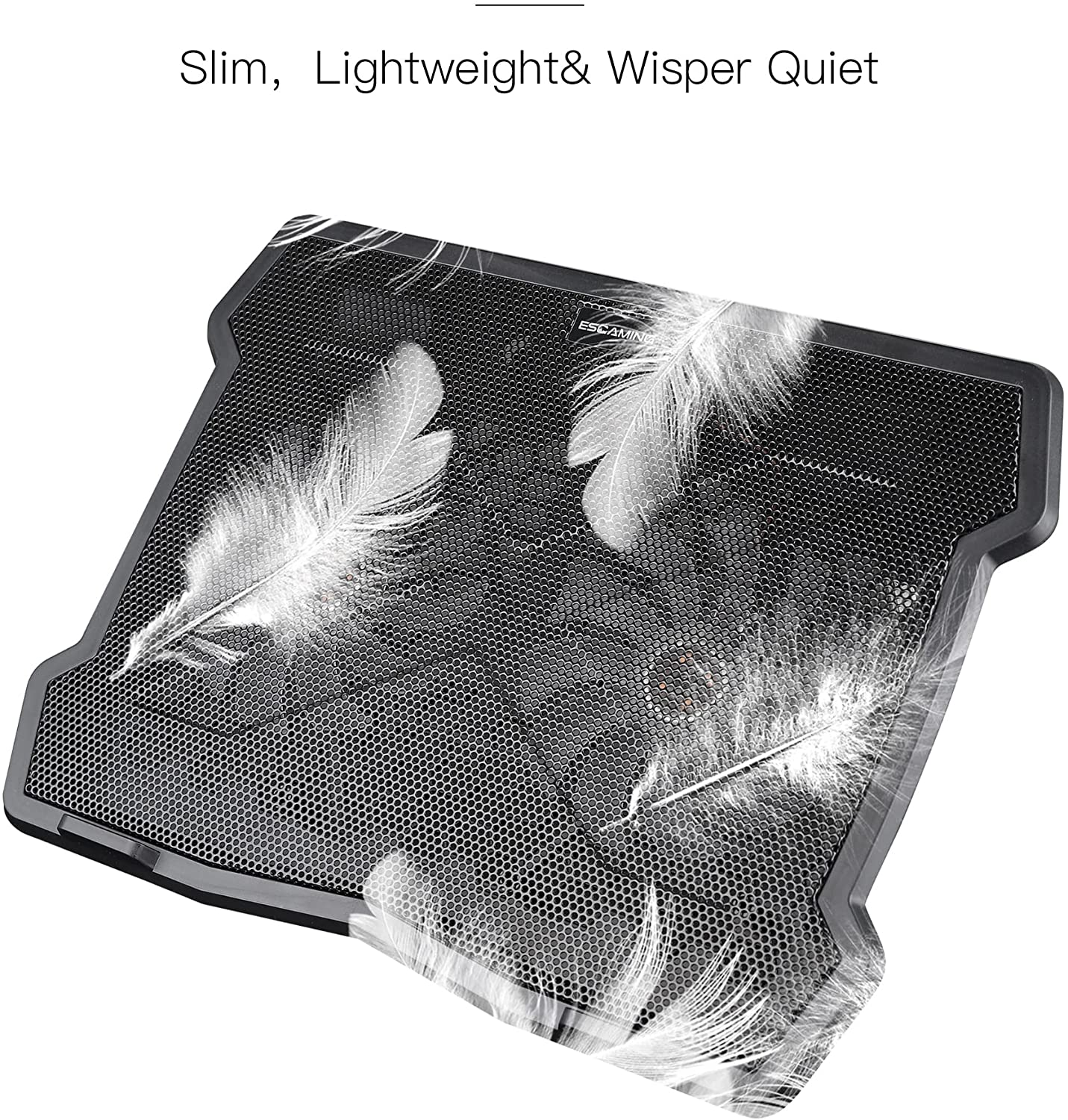 Laptop Cooling Pad，Esgaming Laptop Fan Cooling Stand Laptop Cooler 10-15.6 Inch 2 USB Ports 2 Fans with Blue Leds