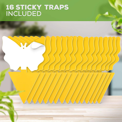 Fruit Fly Gnat Killer Traps Indoor Outdoor for House Plants 16 Pack - Sticky Yellow Catcher Trap - Fruit Fly, Fungus Gnats, Mosquito, Flying Insect Bug Pest, White Flies, Home Kitchen