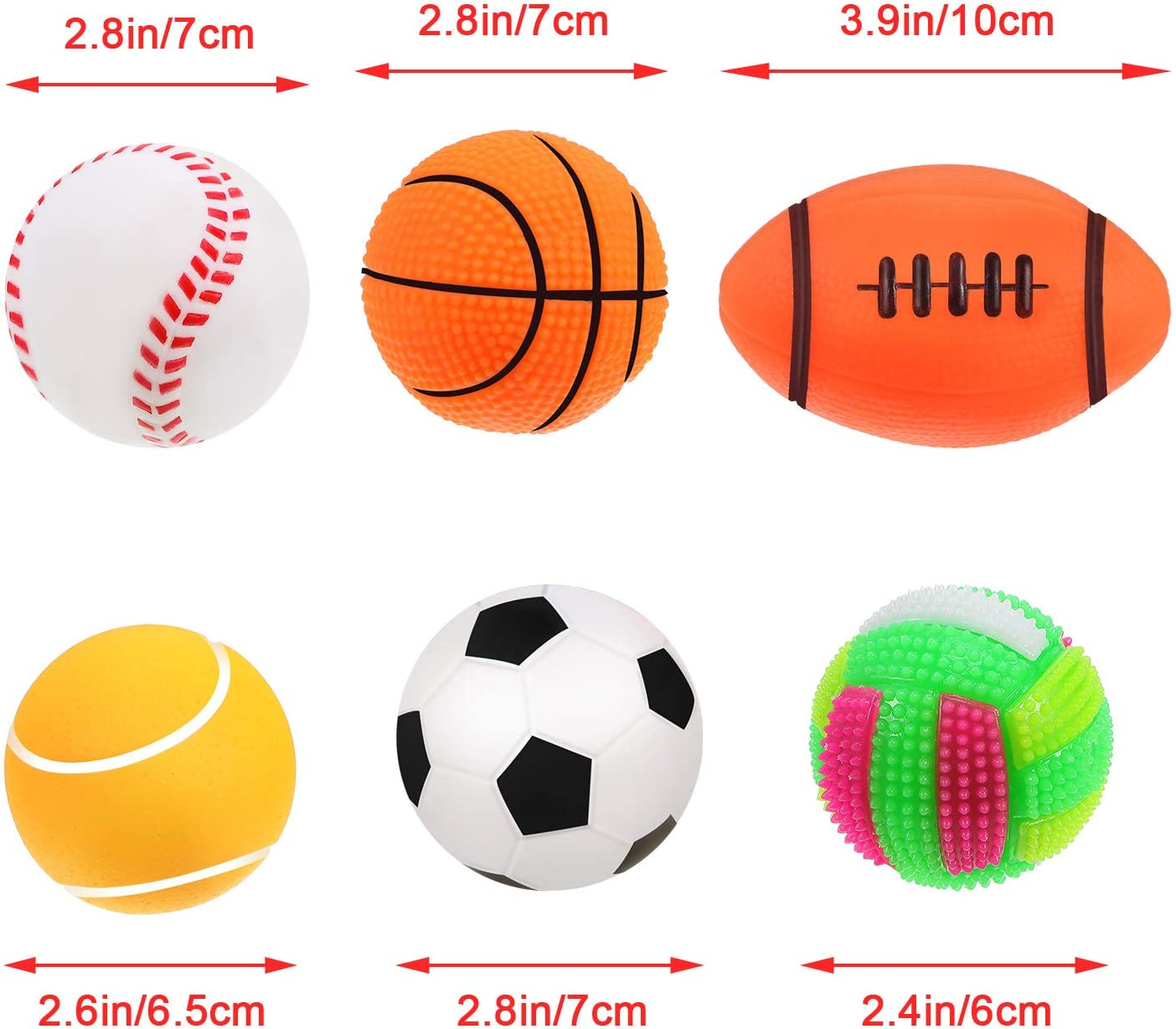 6 Pieces Pet Toy Balls Squeaky Light Balls Non-Toxic Chewing Bounce Toys Balls for Puppy Small Medium Dogs Pet