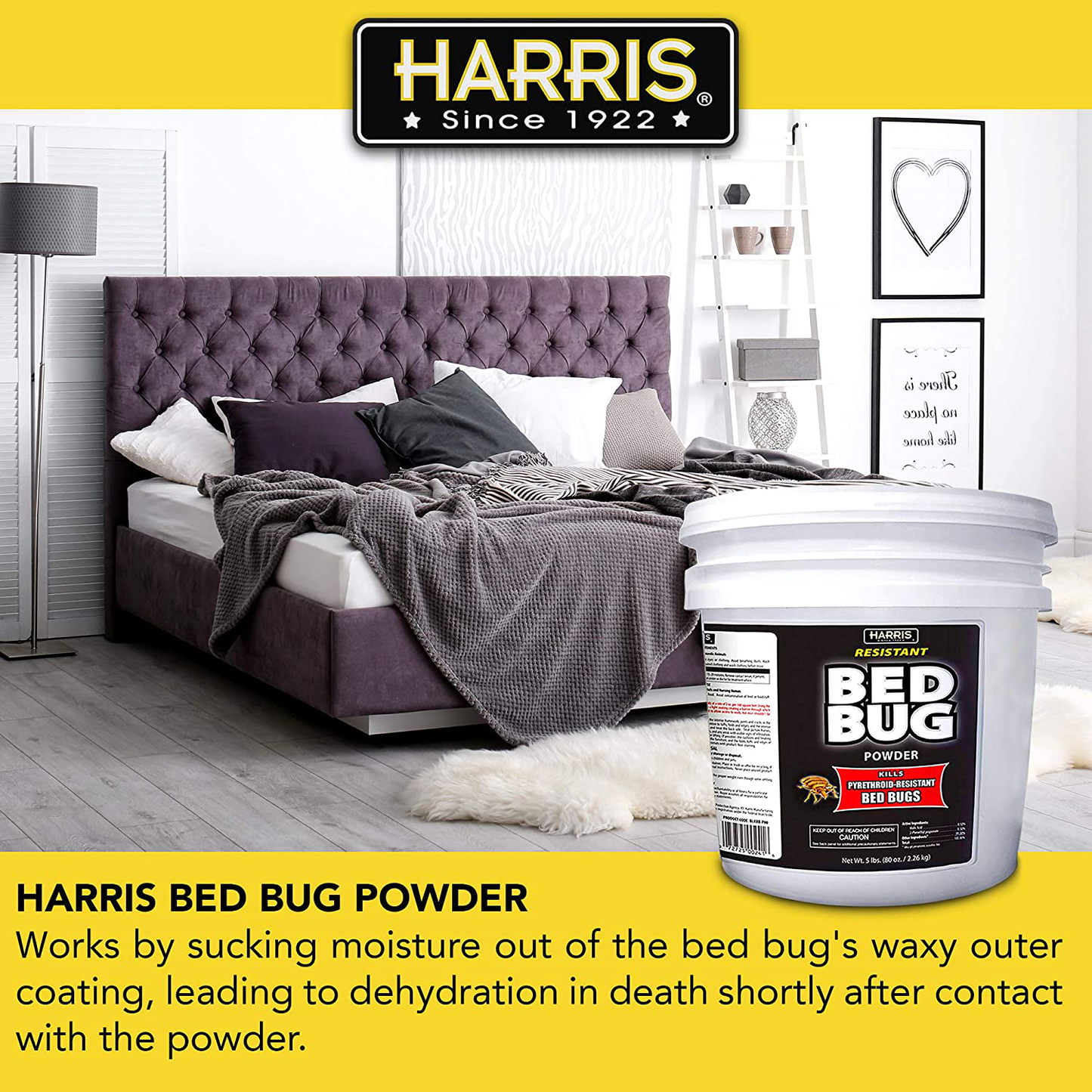HARRIS Bed Bug Killer Powder, 5lb