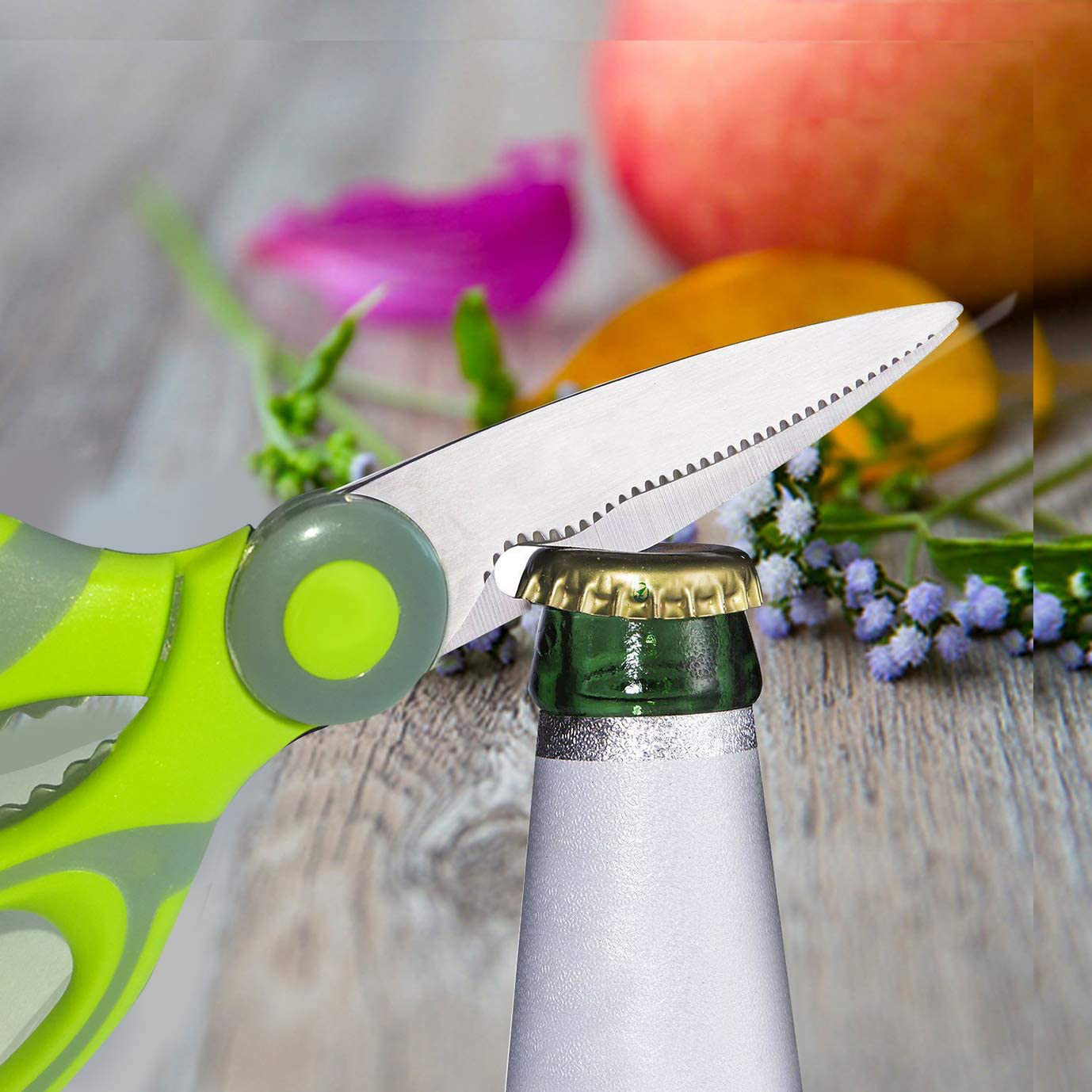 Kitchen Shears, Acelone Premium Heavy Duty Shears Ultra Sharp Stainless Steel Multi-function Kitchen Scissors for Chicken/Poultry/Fish/Meat/Vegetables/Herbs/BBQ… (Light Green)