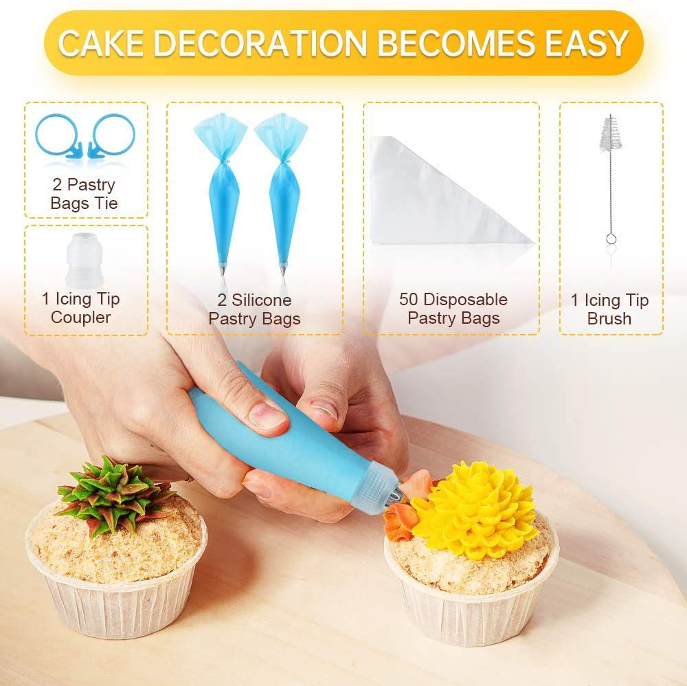 Docgrit Cake Decorating Kit- 85Pcs Cake Decoration Tools with a Non Slip Base Cake Turntable, 12 Numbered Cake Icing Tips & Guide and Other Cake Decorating Kit for Beginner