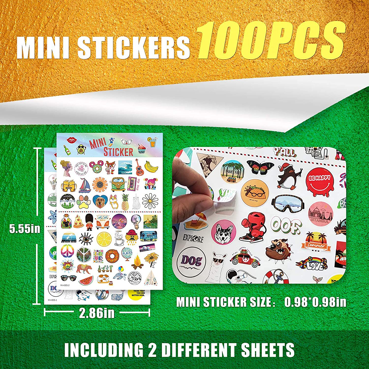 300 PCS Stickers Pack (50-850Pcs/Pack), Colorful VSCO Waterproof Stickers, Cute Aesthetic Stickers