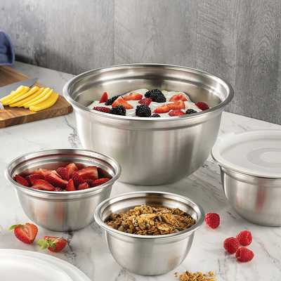 Premium Stainless-Steel Mixing Bowls with Airtight Lids (Set of 5) Nesting Bowls for Space-Saving Storage, Easy-Grip & Stability Design Mixing-Bowl Set Versatile For Cooking, Baking, & Food Storage