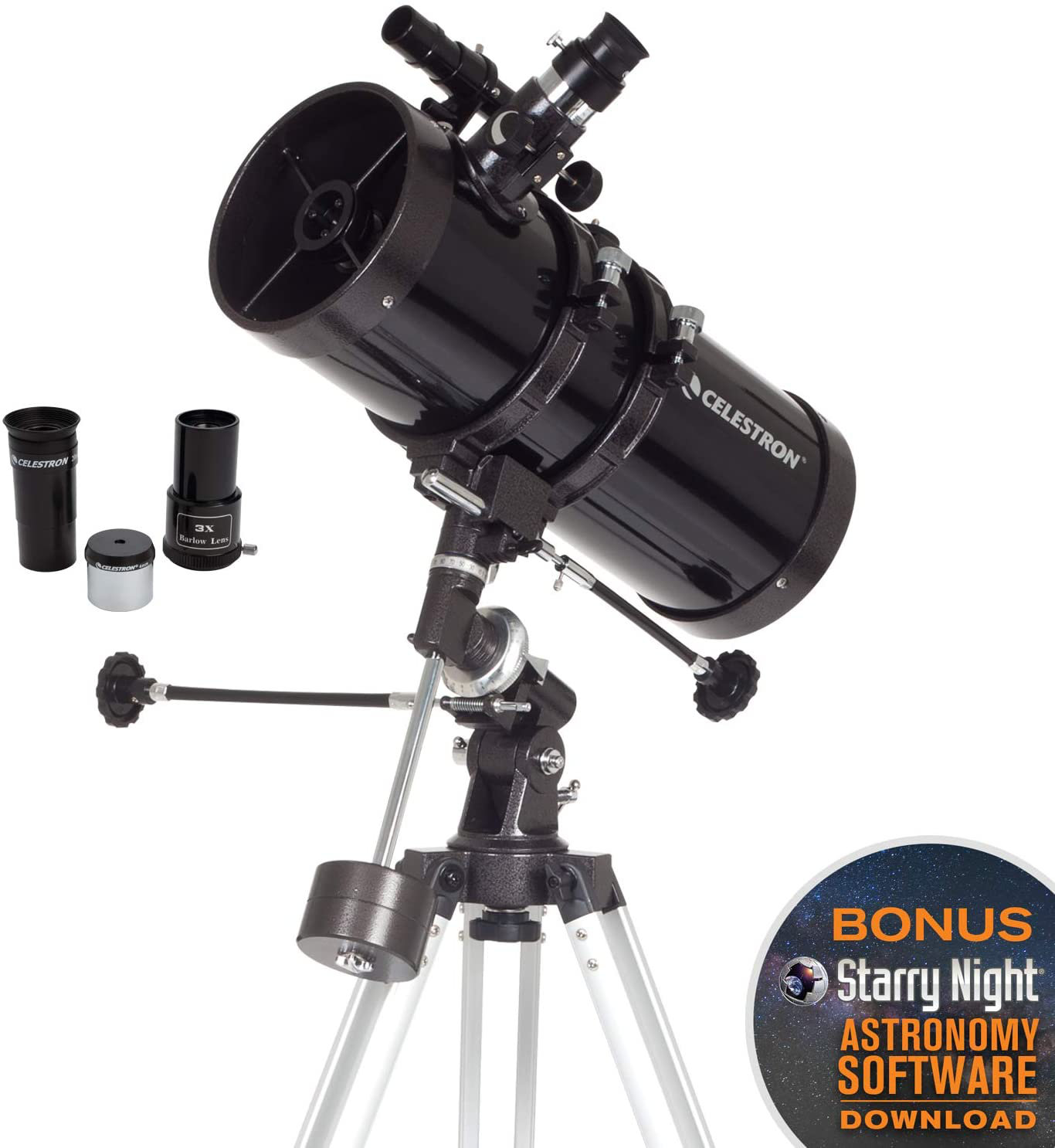 Celestron - PowerSeeker 127EQ Telescope - Manual German Equatorial Telescope for Beginners - Compact and Portable - Bonus Astronomy Software Package - 127mm Aperture