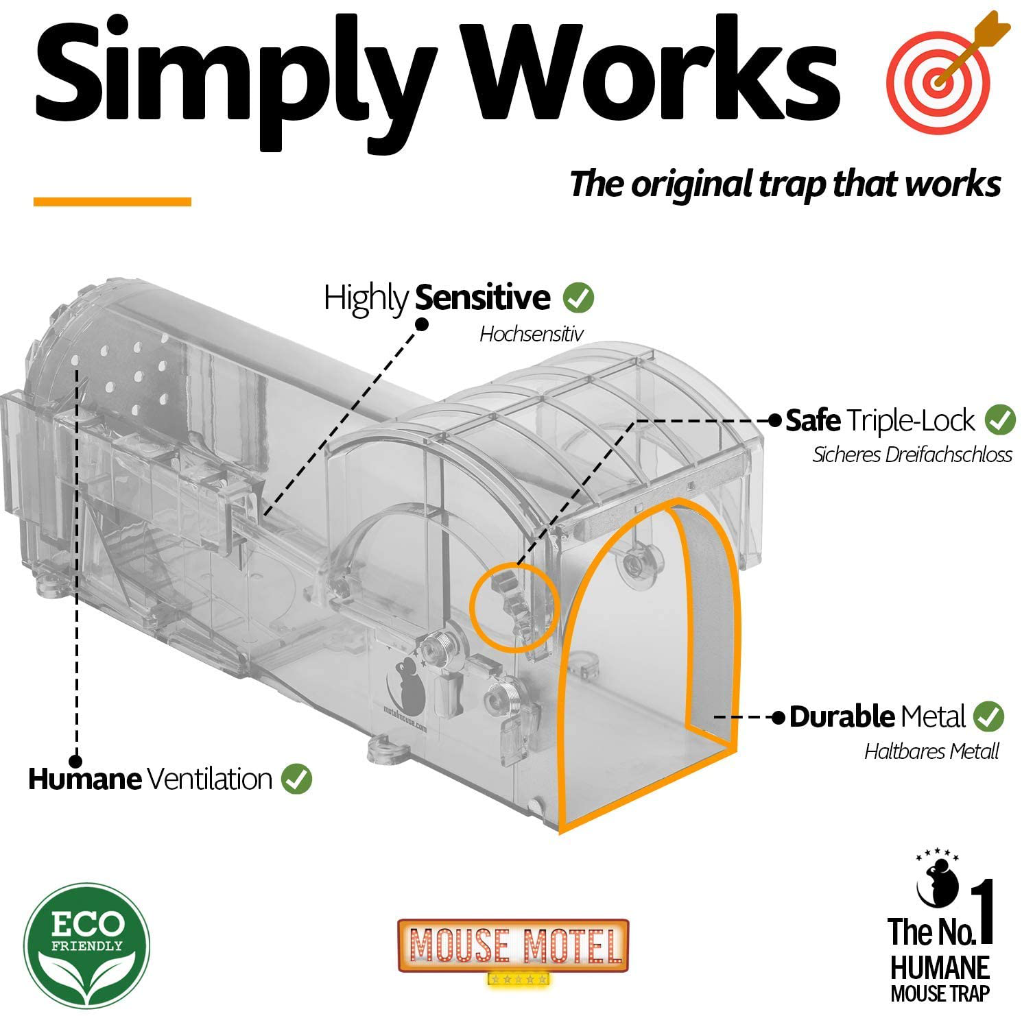 Humane Mouse Trap for Indoors Outdoors - Live Catch Release - Highly Sensitive and Secure - Pet and Child Safe - Reusable - Easy Clean - Capture Mice Alive - No Kill