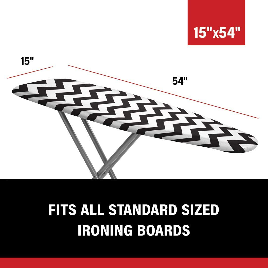 Epica Silicone Coated Ironing Board Cover- Resists Scorching and Staining - 15" x54 (Grey Chevron)