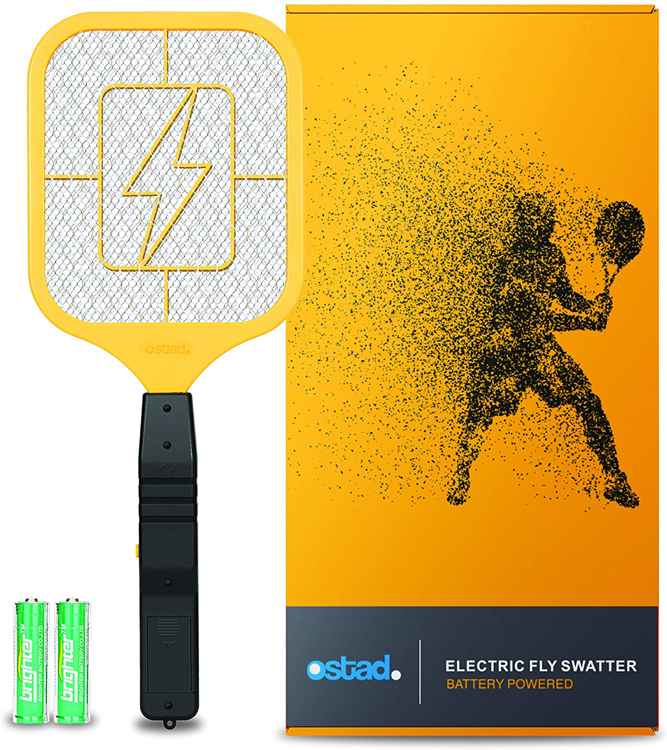 Ostad Bug Zapper Electric Fly Swatter Racket - Powerful Handheld Indoor Outdoor Pest Control Bug Zapper Killer - Fly Mosquito Zapper, Bee, Wasp, Flying Insect Killer 4000 Volt - AA Batteries Included