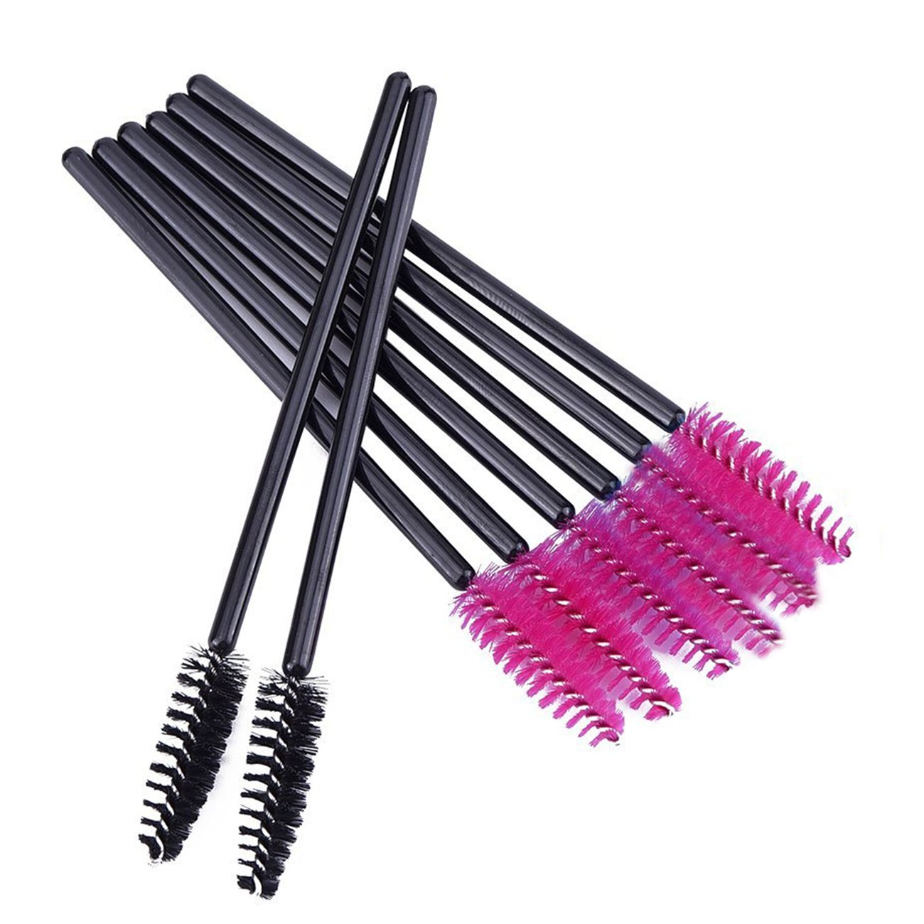 200 PCS Disposable Crystal Eyelash Mascara Brushes Wands (Black and Rose)