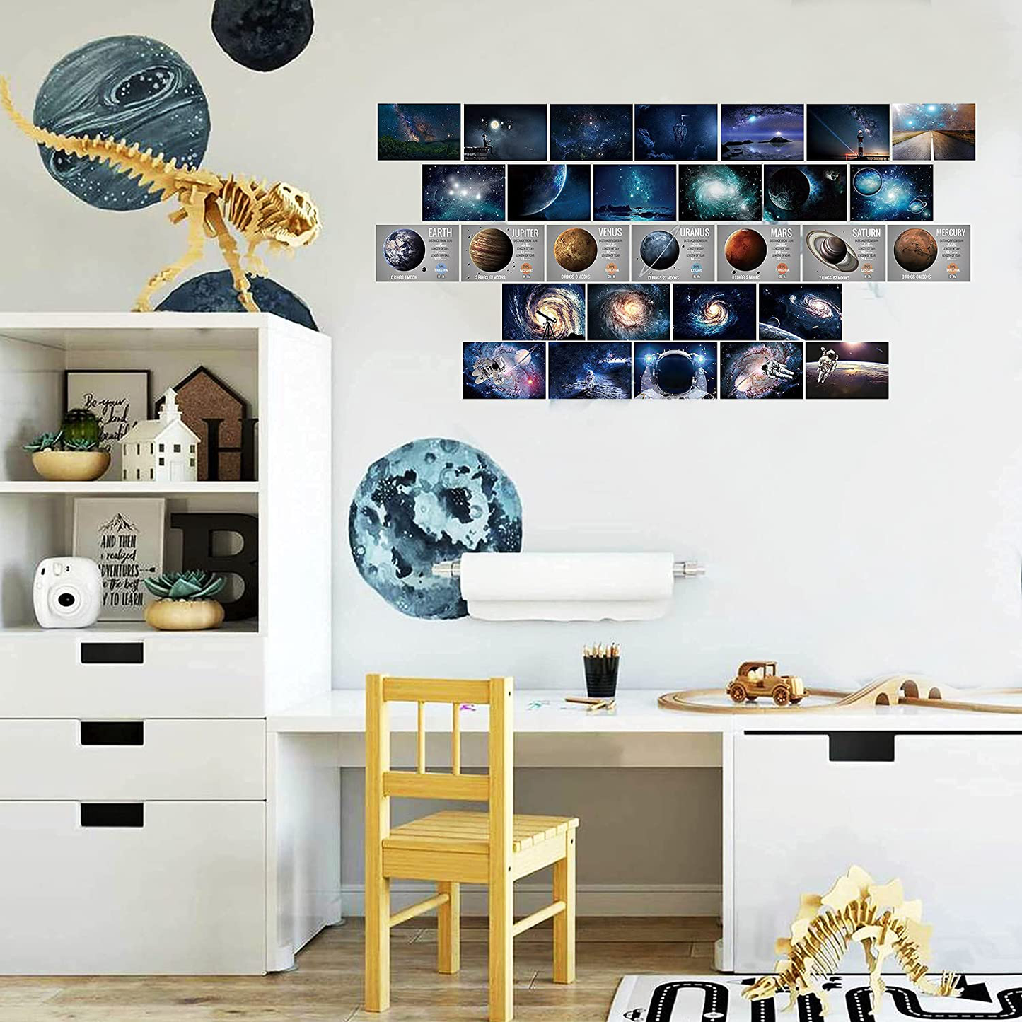 Space Wall Art Collage Kit Star War Decor Pictures for Kids Boys and Girls Teen Dorm Bedroom Photo Poster Astronomy for Children's Gifts Birthday Christmas Decor DIY Creative Artwork (50pcs 4*6 inch)