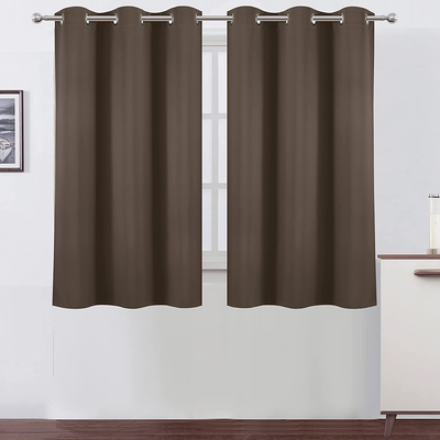 LEMOMO Chocolate Brown Blackout Curtains 38 x 54 Inch Length/Set of 2 Curtain Panels/Thermal Insulated Room Darkening Blackout Curtains for Bedroom