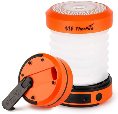 Thorfire LED Camping Lantern Lights Hand Crank USB Rechargeable Lanterns Collapsible Mini Flashlight Emergency Torch Night Light Tent Lamp for Camping Hiking Tent Garden Patio - Cl01(Orange)