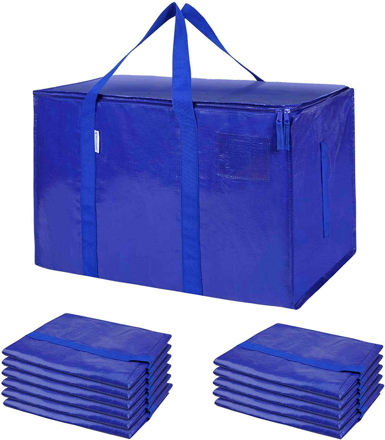 Extra Large Moving Bags with Zippers & Carrying Handles, Heavy-Duty Storage Tote for Space Saving Moving Storage (Blue)