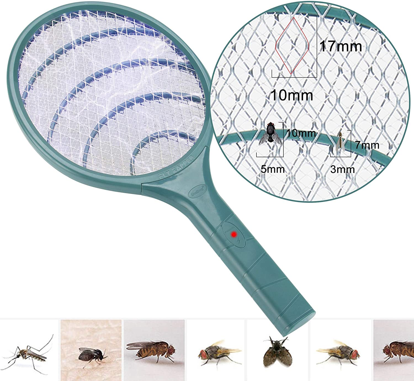 Electric Fly Swatter Bug Zapper Racket, 3000Volt Mosquito Fly Gnat Zapper Pest Control for Home Indoor Outdoor