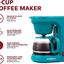 Holstein Housewares - 5-Cup Compact Coffee Maker, Teal - Convenient and User Friendly with Auto Pause and Serve Functions,Hh-0914701E