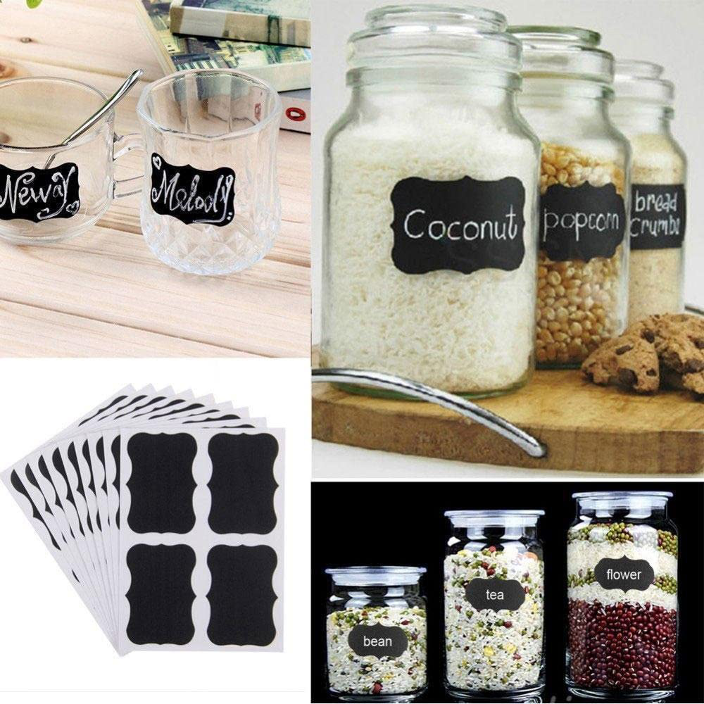 36PCS Chalkboard Labels,Free Erasable Chalk Pen,Removable,Reusable & Waterproof Blackboard Stickers, for Containers, Jars, Mason, Spice, Glass, Bottles,Distinguish and Remind Things Label