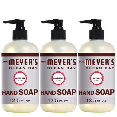 Mrs. Meyer's Clean Day Liquid Hand Soap, Cruelty Free and Biodegradable Hand Wash Formula Made with Essential Oils, Lavender Scent, 12.5 oz - Pack of 3