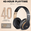 6S Wireless Bluetooth Headphones over Ear, Hi-Fi Stereo Foldable Wireless Stereo Headsets Earbuds with Built-In Mic, Volume Control, FM for Phone/Pc (Black & Gold)