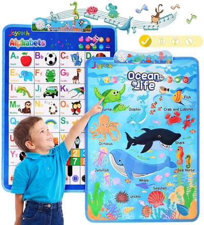 joypath Interactive Electronic Alphabet Ocean Life Educational Wall Chart, Talking ABCs, Music Animal Learning Poster Preschool EducationToddler Toy, Gifts for 1 2 3 4 5 Years Old Boys Girls (2 Pack)