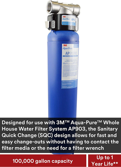 3M Aqua-Pure Whole House Sanitary Quick Change Replacement Water Filter AP917HD, For Aqua-Pure System AP903, Reduces Sediment, Chlorine Taste and Odor