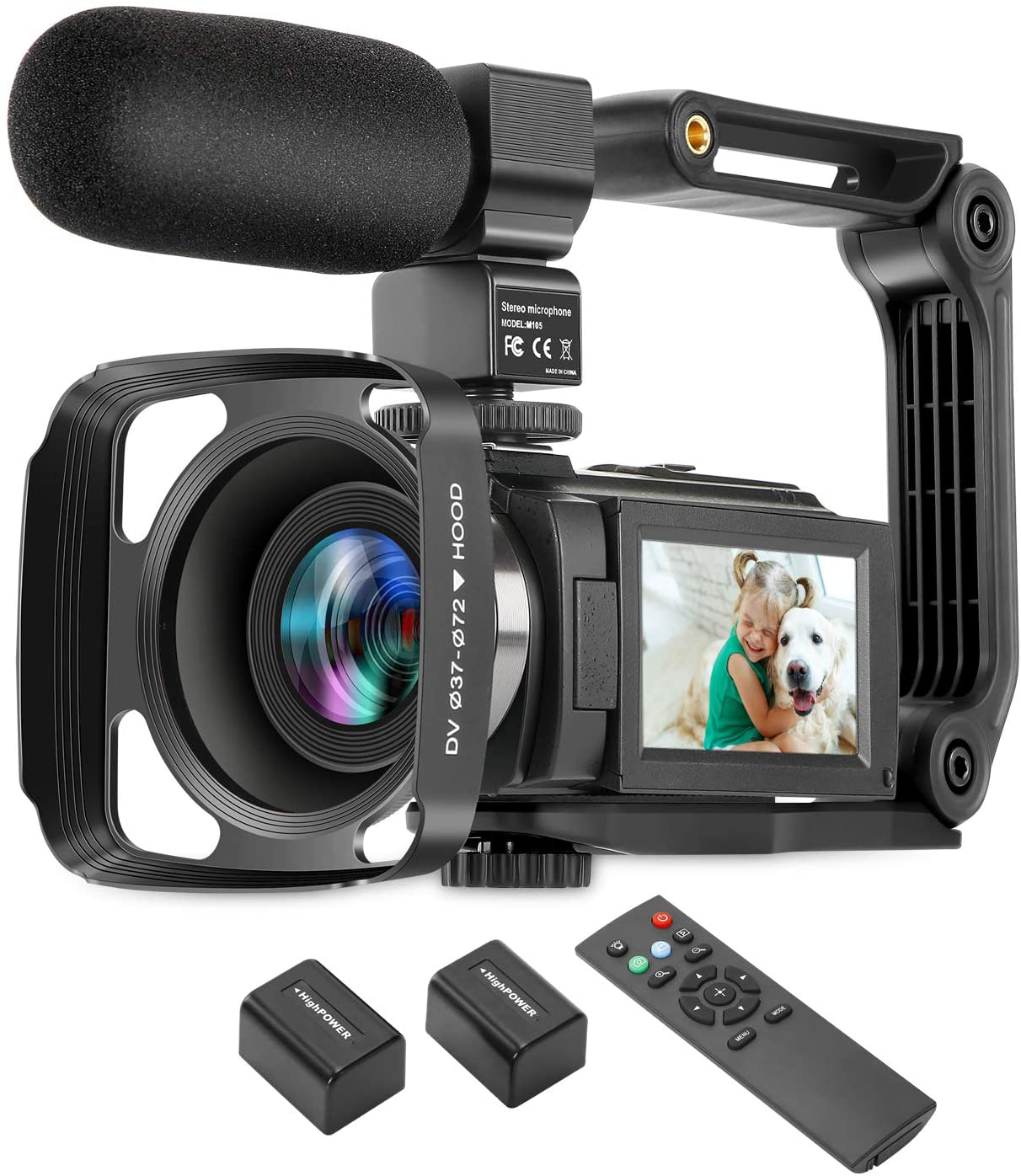 ZUODUN 4K Camcorder 60FPS Ultra HD Vlogging Video Camera for YouTube 48MP 16X Digital Zoom IR Night Vision WiFi Vlog Recorder with 3 Inch Touch Screen Microphone Remote Control Stabilizer