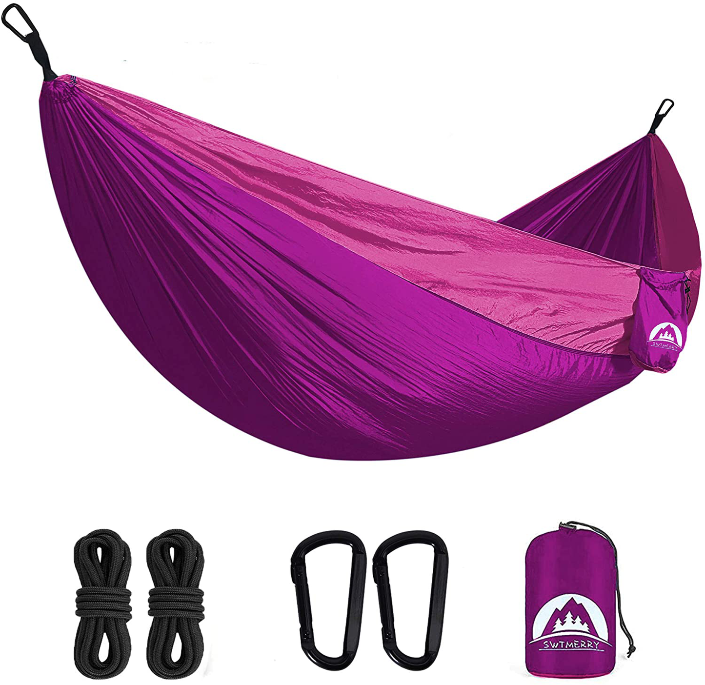 2 Person Heavy Duty Portable Lightweight Parachute Nylon Camping Hammock with Tree Straps