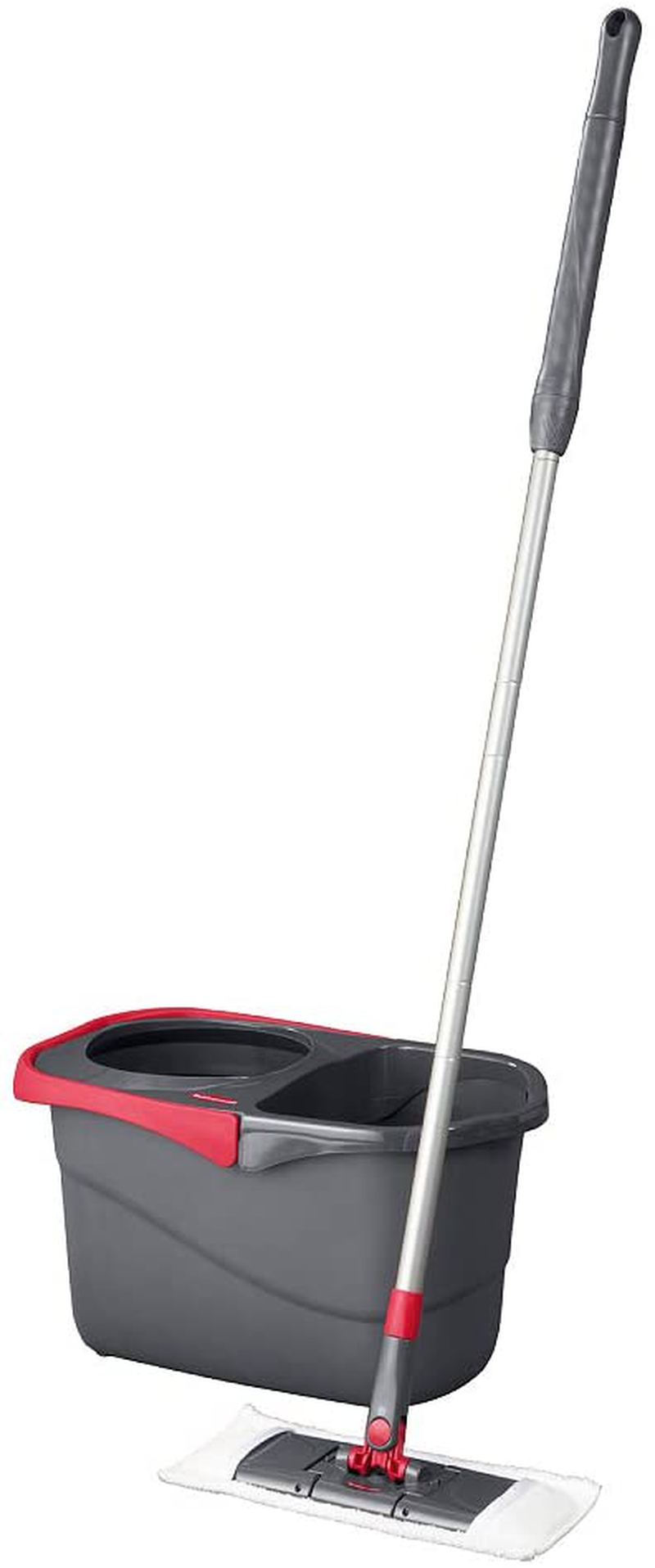 Rubbermaid Microfiber Flat Spin Mopping Floor Care System with Wringer Bucket (2104526), Red