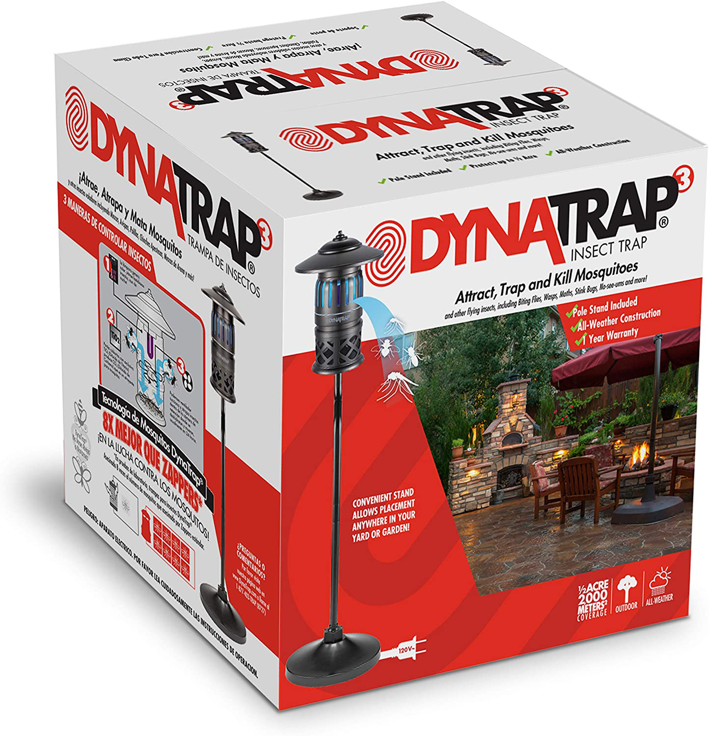 DynaTrap DT1260-TUN Trap Pole Mount, Twist On/Off, 1/2 Acre, Decora Series, Tungsten