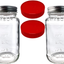 Mason Jars 24oz - Regular Mouth Mason Storage Jars with Lids (set of 2) Made in the USA - Mason Jars with Plastic Mason Jar Lids (24 ounce, red)