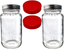 Mason Jars 24oz - Regular Mouth Mason Storage Jars with Lids (set of 2) Made in the USA - Mason Jars with Plastic Mason Jar Lids (24 ounce, red)