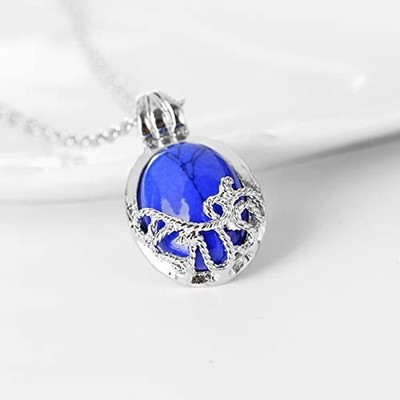 925 Silver Plated Blue Stone the Vampire Diaries Katherine S Daylight Walking Charm Pendant Necklace