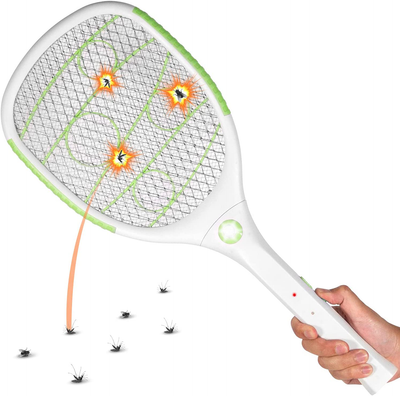 2PK of USB Rechargeable Electric Bug Zapper 3300V, Mosquito Killer Racket, Rechargeable Battery Powered Fly Swatter with LED Light for Flys, Bees, Mosquitoes and More (Green)
