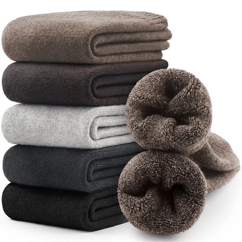 5 Pairs Merino Wool Socks for Men - Thick Winter Wool (Fit USA Size 7-13)