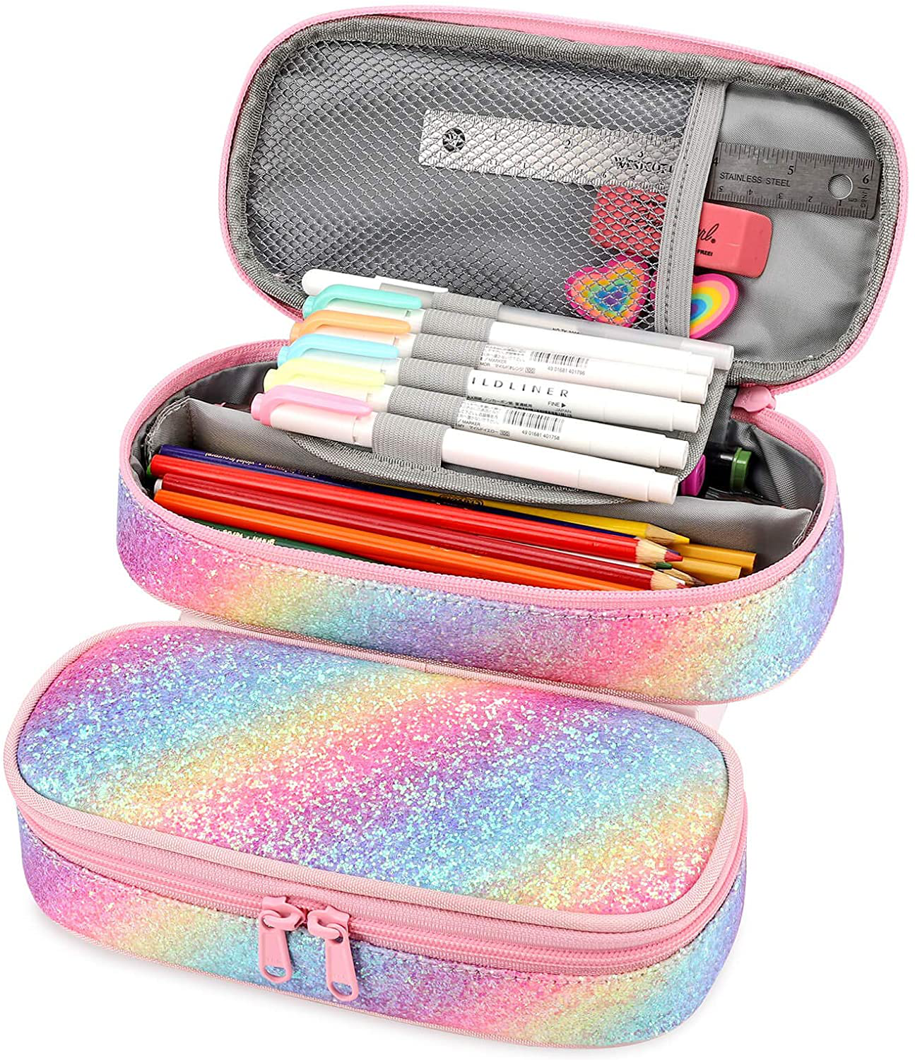 Pencil Case for Kids Glitter Little Girls Pen Pouch